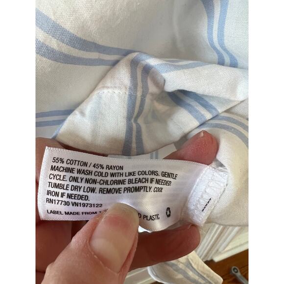 Ava & Viv baby blue striped Short Sleeve Button Down Top 1X Plus Size - Picture 7 of 7